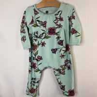 Size 6-9m: Tea Blue/Multi Bird Floral Romper