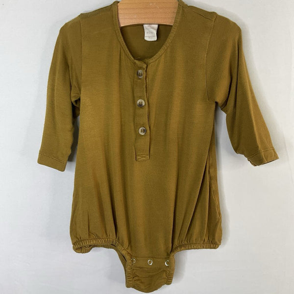 Size 6-12m: Kate Quinn Green Bamboo Long Sleeve Henley Onesie