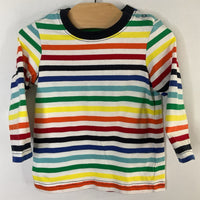 Size 6-12m: Primary White/Rainbow Striped Long Sleeve Shirt