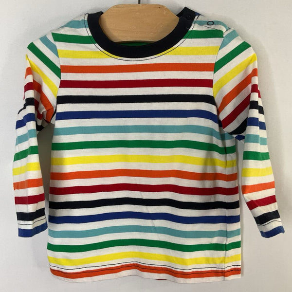 Size 6-12m: Primary White/Rainbow Striped Long Sleeve Shirt