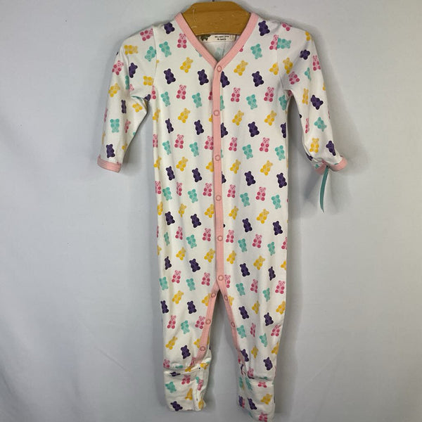 Size 3-6m: Monica + Andy White/Colorful Teddy Bears Snap-Up Romper