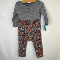 Size 9-12m: Tea Navy/White/Multi Stripes/FloralRomper