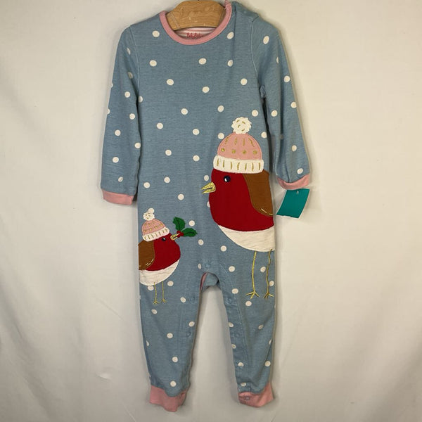 Size 12-18m: Boden Blue/Multi Winter Bird Applique Romper
