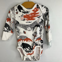 Size 6-12m: Reima White/Black/Orange Moomin Long Sleeve Onesie