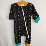 Size 3-6m: Reima Black/White Stripes/Moomin Reversible Zip Romper