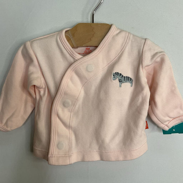 Size 3-6m: Pink/Gray Zebra Magnetic Long Sleeve Shirt