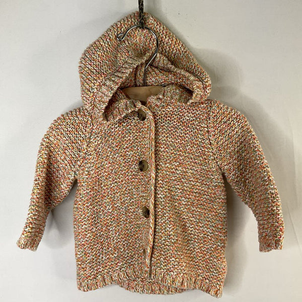 Size 0-3m: Old Navy Orange/Colorful Hooded Button-Up Cardigan