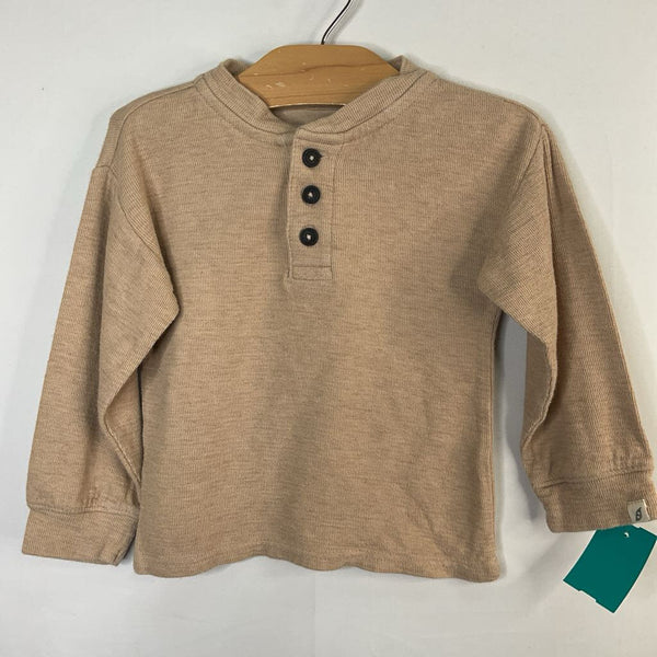 Size 2: Easy Peasy Brown Waffle Knit Long Sleeve Shirt