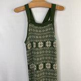 Size 2: Kate Quinn Green/White Snowflakes Sweater Overalls