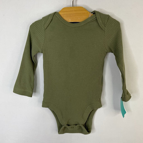 Size 3-6m: Old Navy Green Ribbed Long Sleeve Onesie