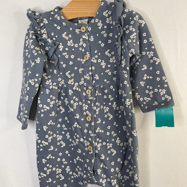 Size 9m: H&M Blue/White Floral Ruffle Trim Romper