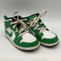 Size 9: Nike Air Jordan White/Black/Green Lace-Up Sneakers