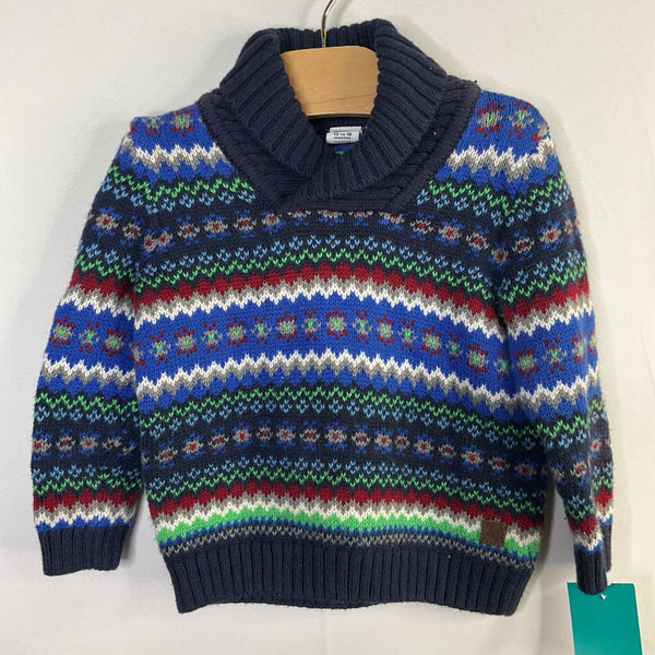 Size 12-18m: Janie and Jack Blue/Red/Green Shawl Collar Cardigan