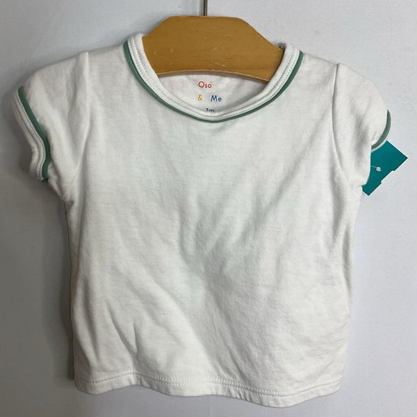 Size 3-6m: Oso & Me White/Green Trim T-Shirt