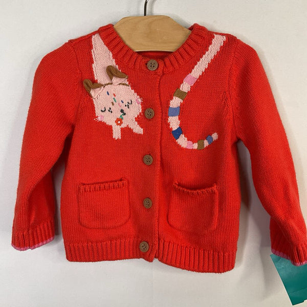 Size 6-9m: Red/Pink Kitty Button-Up Cardigan