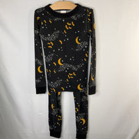 Size 6-7 (120): Hanna Black/Yellow Bats Organic Cotton 2pc PJs