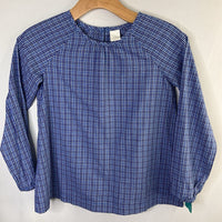 Size 8: Blue/White Plaid Long Sleeve Blouse