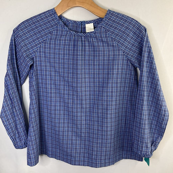 Size 8: Blue/White Plaid Long Sleeve Blouse