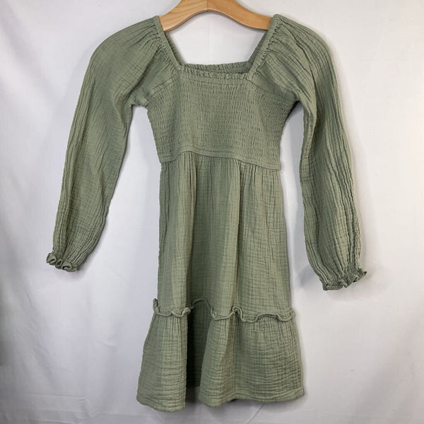 Size 8-10: Cotton-On Green Gauze Long Sleeve Dress