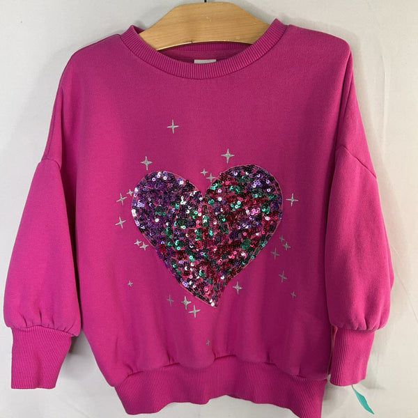 Size 4-5: NEXT Pink/Colorful Sequin Heart Sweatshirt