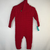 Size 3-6m: Tahari Red Cableknit Shawl Collar Romper