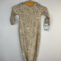 Size NB-3m: Rufflebutts Brown Woodland Floral Knot Nighty