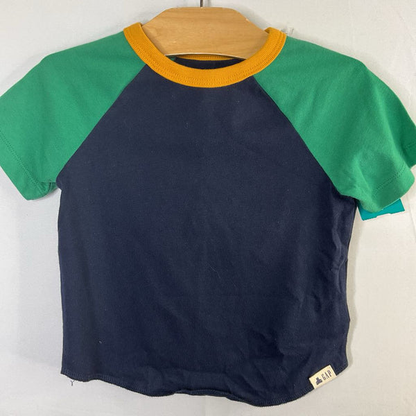 Size 2: Gap Navy/Green/Yellow Trim T-Shirt NEW w/ Tags