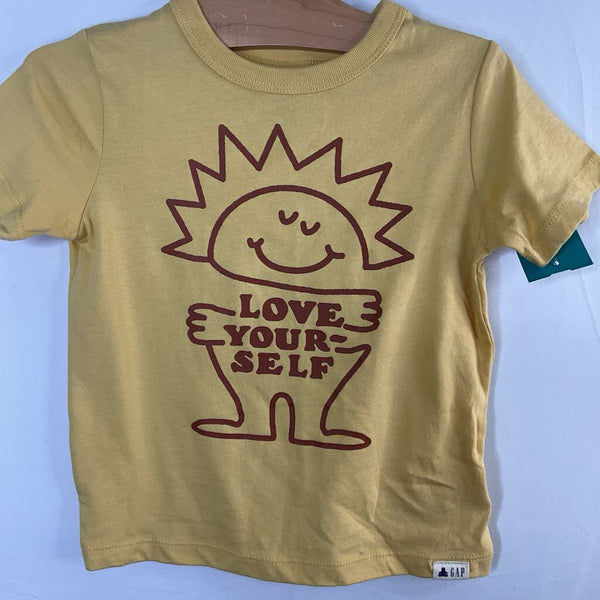 Size 2: Gap Yellow/Brown 'Love Yourself' T-Shirt NEW w/ Tags