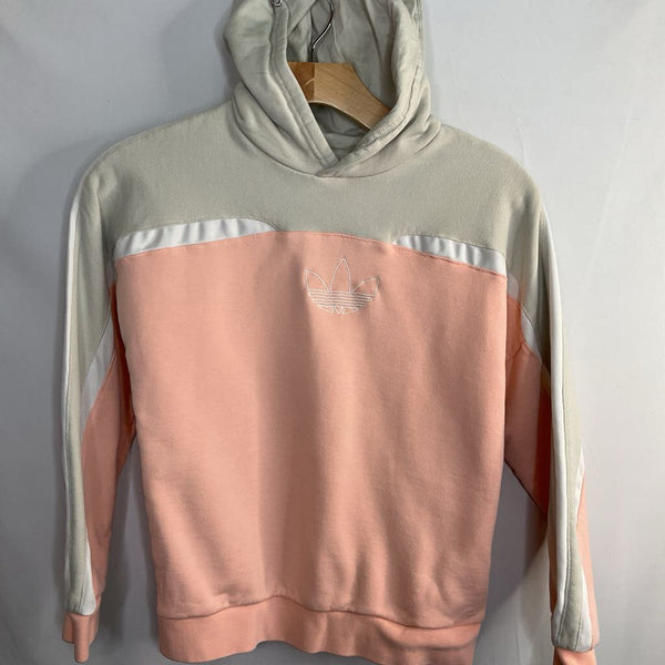 Size 8-10: Adidas Pink/Beige/White Pullover Hoodie