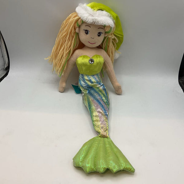 Aurora Green Shimmer Holiday Mermaid Plush
