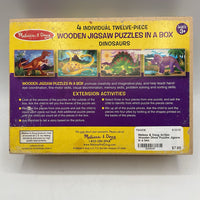 Melissa & Doug 4x12pc Wooden Dinos Puzzles Jigsaw in a box