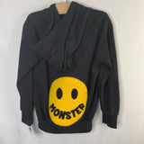 Size 6: Wee Monster Black/Yellow Smiley Monster Pullover Hoodie