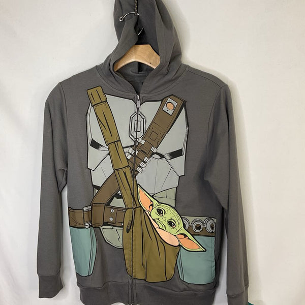 Size 8-10: Star Wars Gray Baby Yoda Zip-Up Hoodie