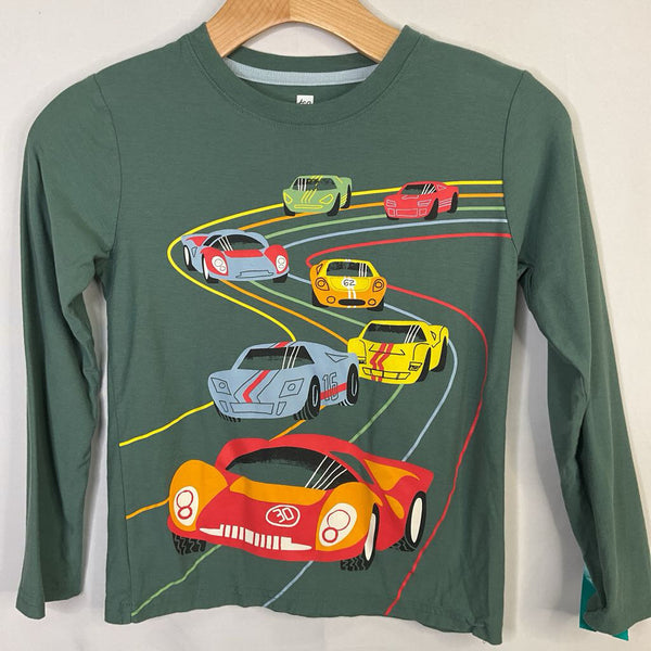 Size 8: Tea Green/Colorful Racecars Long Sleeve Shirt