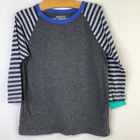 Size 6-7: Crewcuts Gray/Blue Stripes Long Sleeve Shirt