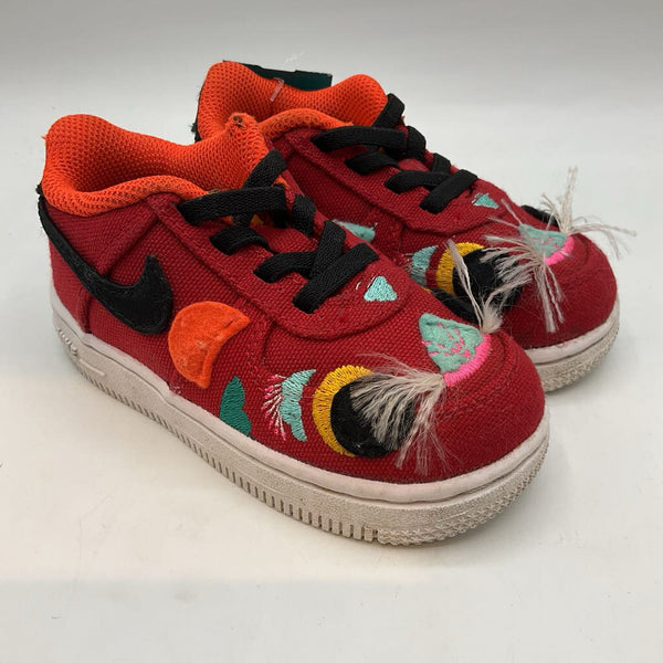 Size 7: Nike Air Force 1 Red/Colorful Dragon Pull-On Sneakers