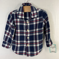 Size 3-6m: Nautica Blue/White/Red Plaid Flannel Button-Up Shirt