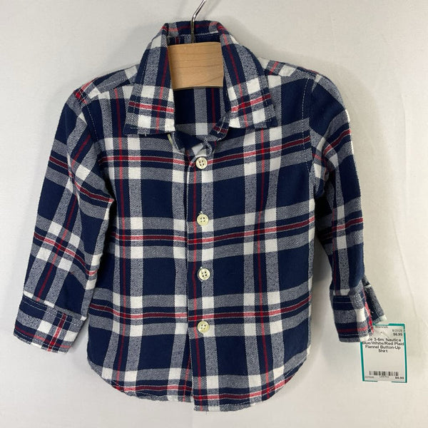 Size 3-6m: Nautica Blue/White/Red Plaid Flannel Button-Up Shirt