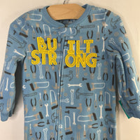 Size 2: Carter's Blue/Yellow Tools 1pc Fleece Zip PJs