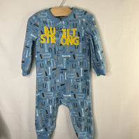 Size 2: Carter's Blue/Yellow Tools 1pc Fleece Zip PJs