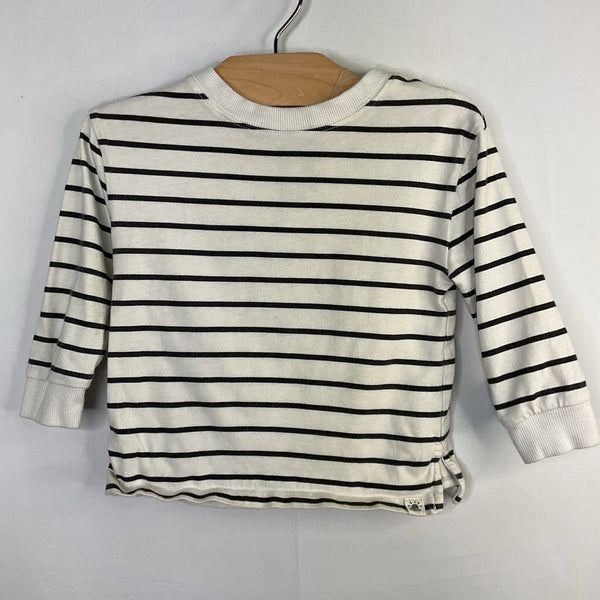 Size 18m: Little Co. Black/White Striped Long Sleeve Shirt
