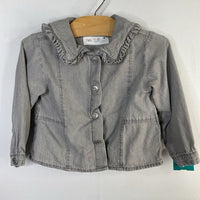 Size 18m: Zara Gray Denim Ruffle Collar Blouse