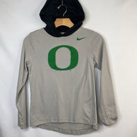 Size 10-12: Nike Gray/Green University of Oregon Hooded Long Sleeve Shirt
