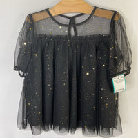 Size 6-7: Crewcuts Black/Gold Stars Tulle Blouse
