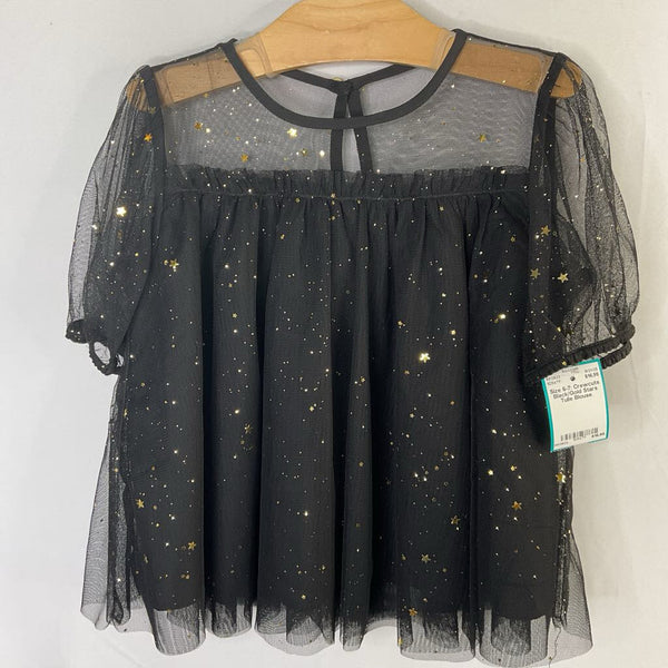 Size 6-7: Crewcuts Black/Gold Stars Tulle Blouse