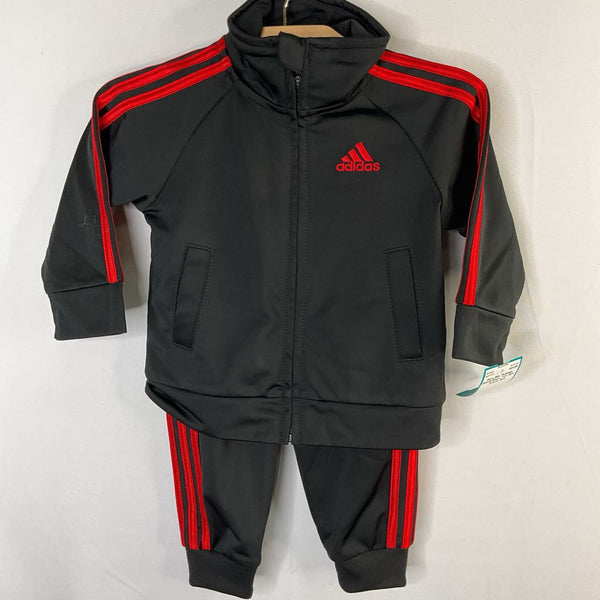 Size 9m: Adidas Black/Red Trim 2pc Track Suit
