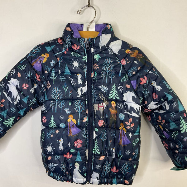 Size 3: Disney Blue/Colorful Frozen Poly Fill Puffer Coat