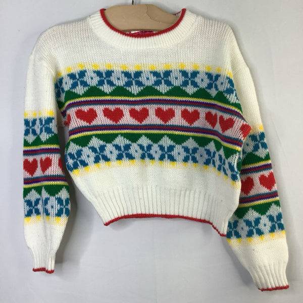 Size 4: Youth Park White/Colorful Print Sweater