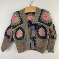 Size 6-9m: Brown/Blue/Pink Bow Cardigan