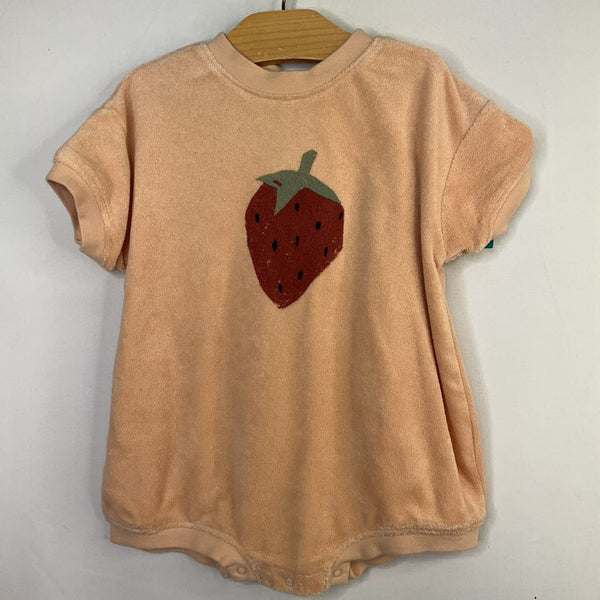 Size 12-18m: Rylee + Cru Pink/Red Strawberry Terry Romper NEW w/ Tags